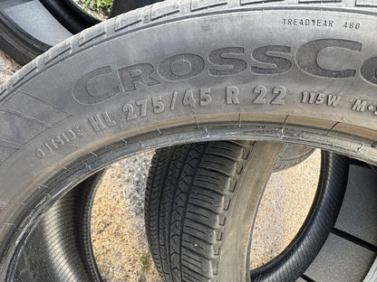 275 45 22 CONTINENTAL CROSSCONTACT RX LR LAND ROVER 115W XL 6.25mm NO REPAIRS X1