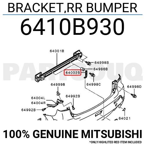 6410B930 Genuine Mitsubishi ASX RR BUMPER BRACKET