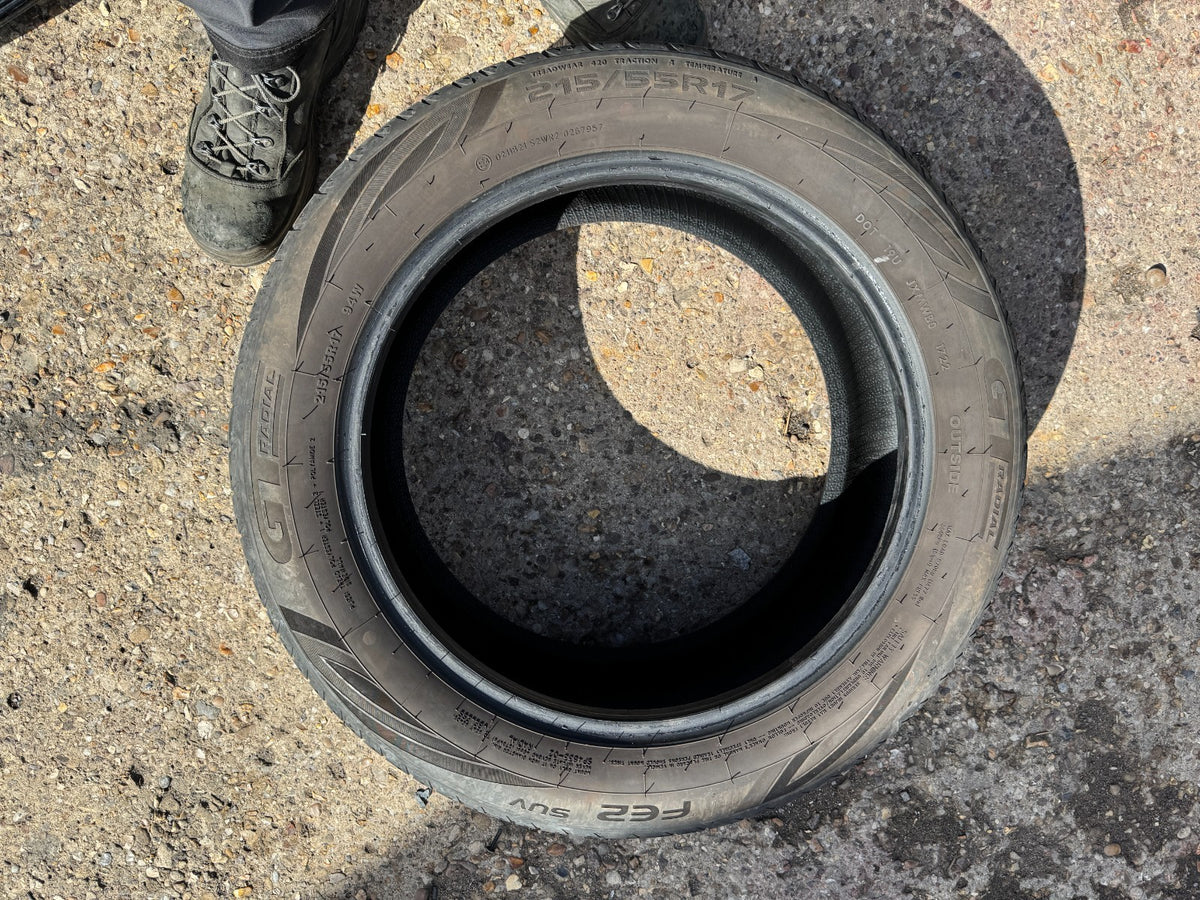 215/55/17 GT RADIAL FE2 4mm no repairs 2022 tyre 215 55 17
