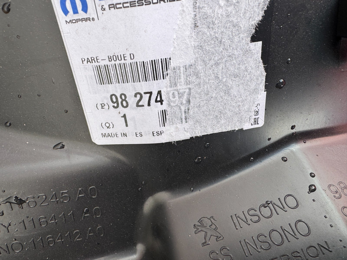 PEUGEOT 208 MK2 P21 Chắn Bùn Lòng Dè Trước Bên Phải 9827497480 Hàng Mới Chính Hãng