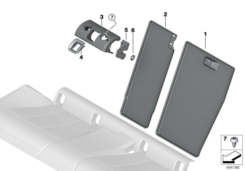 BMW 3 series G20 saloon back seat cover 7499650 (figure 1 in photo)
