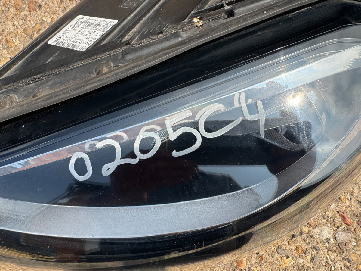 14-21 MERCEDES C200 W205 LEFT HEADLIGHT A2059066702 SCRATCHED LENS BROKEN LUGS