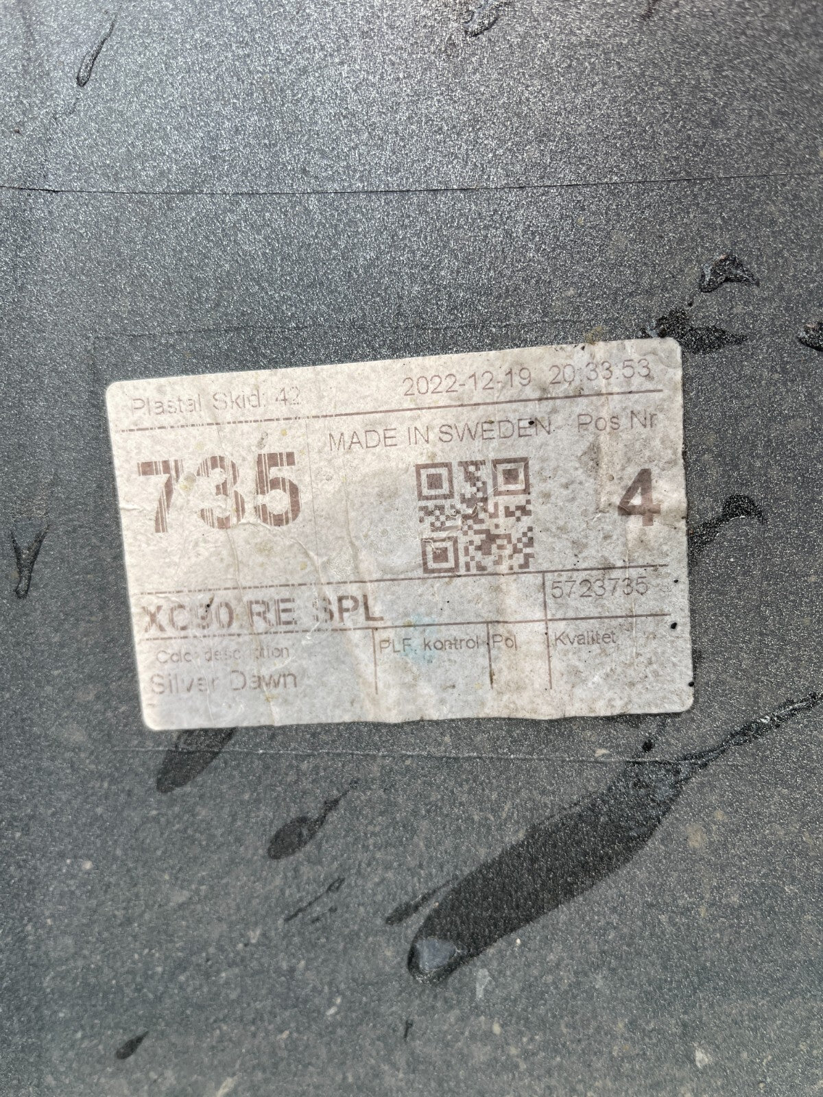 2021 Volvo XC90 rear bumper 31353430 Silver Dawn