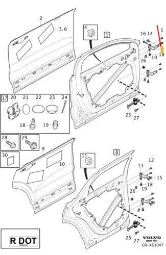 NEW VOLVO XC60 MK2 FRONT LEFT DOOR UPPER HINGE 31442031 GENUINE
