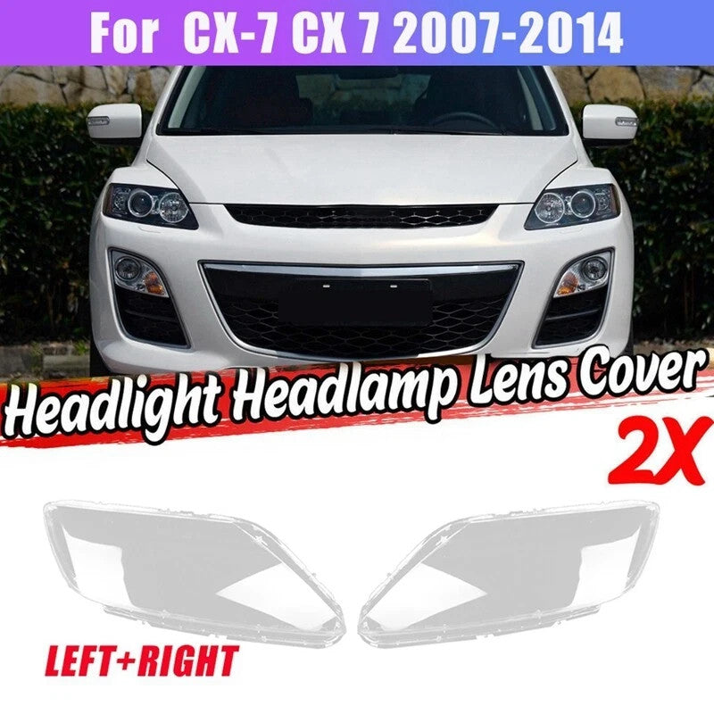 2x Bộ ốp mica kính đèn pha trước trong suốt cho Mazda CX-7 2007-2012
