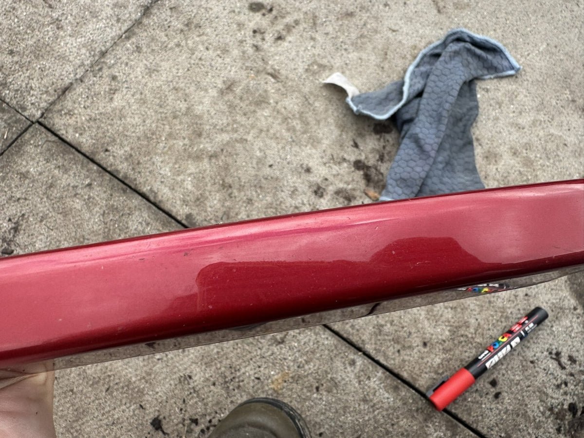 Jaguar I-Pace X590 Front Left Bumper Trim J9D3-17E837-A Red Scratched Damaged