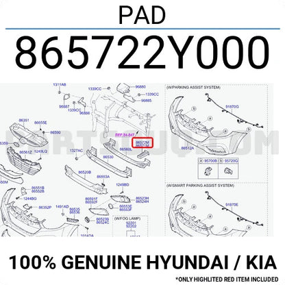 Kia ix35 front bumper upper stiffener pad 86572-y0000