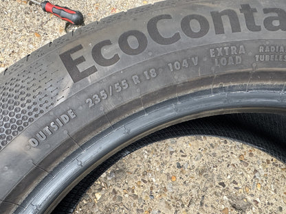 X2 PAIR 235 55 18 104V CONTINENTAL ECOCONTACT 7 XL EV 5mm NO REPAIRS 2025