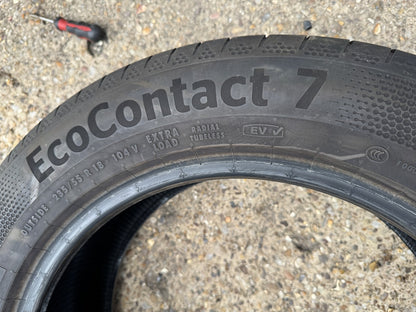 X2 PAIR 235 55 18 104V CONTINENTAL ECOCONTACT 7 XL EV 5mm NO REPAIRS 2025