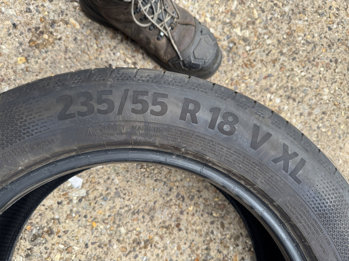 X2 PAIR 235 55 18 104V CONTINENTAL ECOCONTACT 7 XL EV 5mm NO REPAIRS 2025