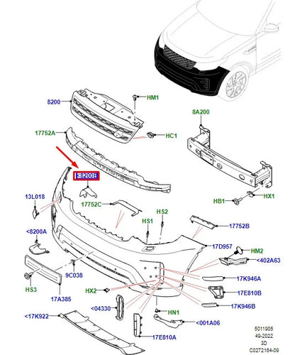 LR DISCOVERY V L462 RH Radiator Grille Opening Panel LR082840 NEW GENUINE