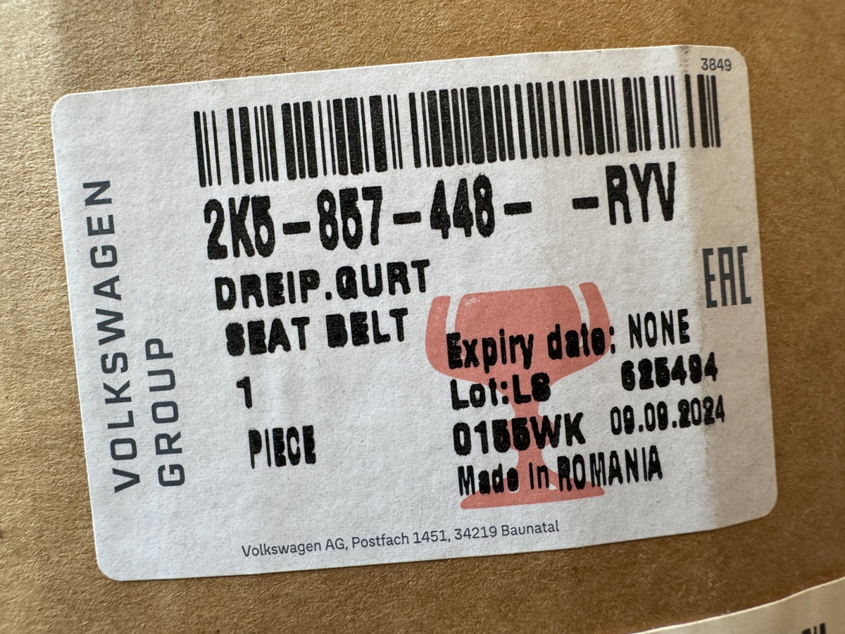 NEW GENUINE VW CADDY IV SA MK6 Sabuk Pengaman Tiga Titik Kanan 2K5857448ARYV