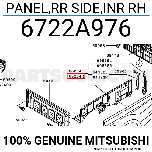 Mitsubishi L200 PANEL,RR SIDE,INR RH 6722A976