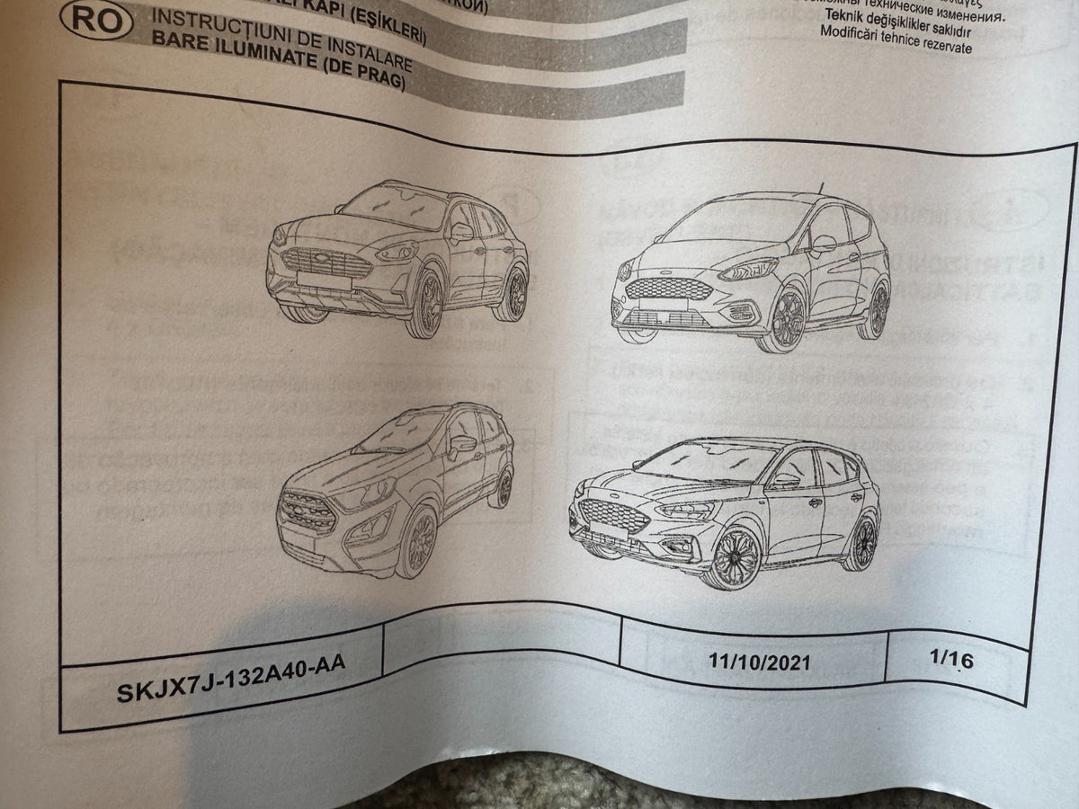 แผ่นกันรอยขอบประตูมีไฟ ST LINE หน้า แท้ FORD PUMA FOCUS ECOSPORT 2544750