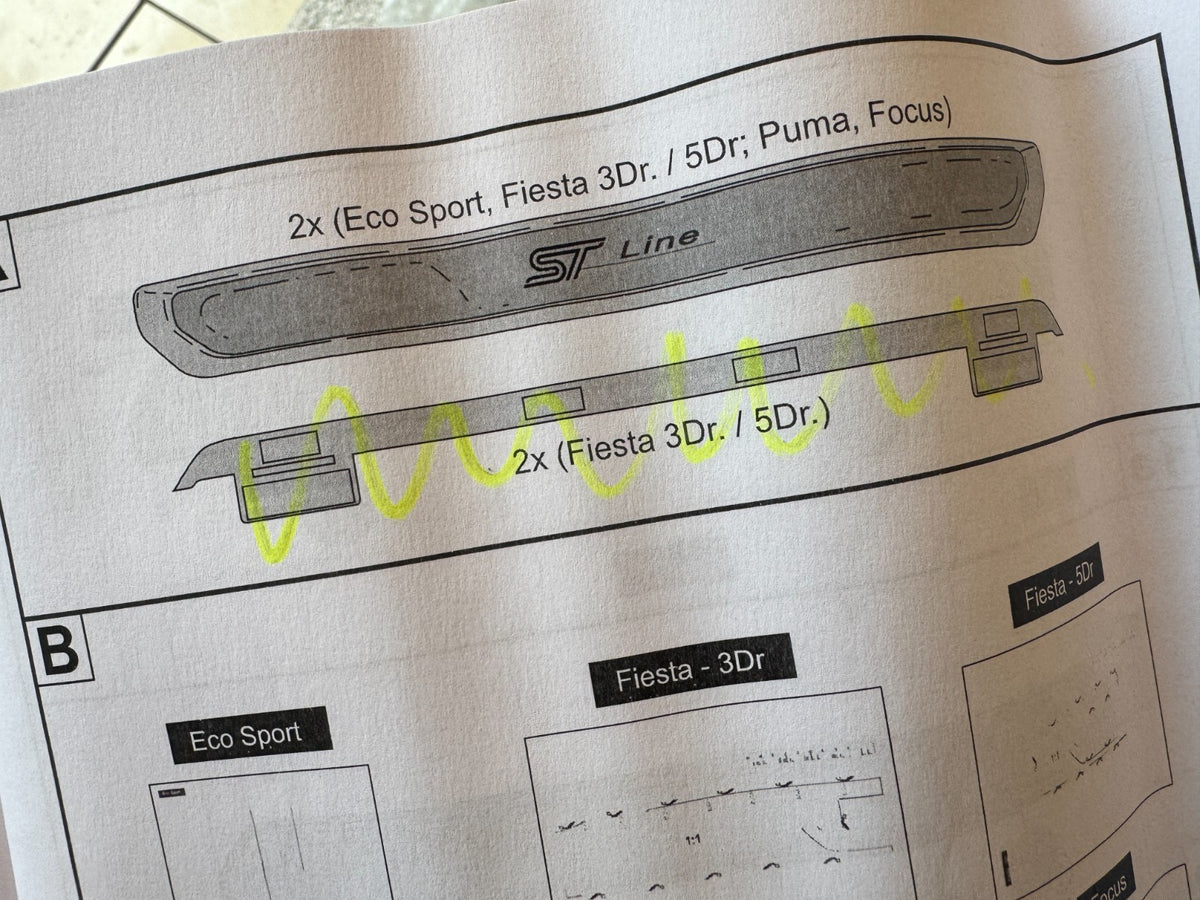 แผ่นกันรอยขอบประตูมีไฟ ST LINE หน้า แท้ FORD PUMA FOCUS ECOSPORT 2544750
