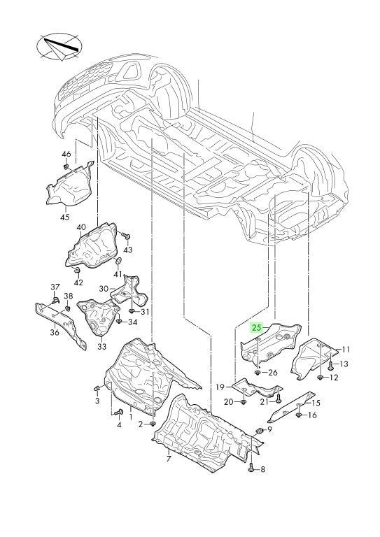 HEAT SHIELD D - Rear Muffler Insulation for floor AUDI A5 2025 8B3825721