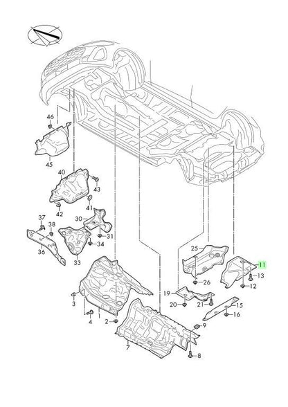 HEAT SHIELD Rear silencer D - Genuine 2025 Audi A5 8B3804171 Muffler protection