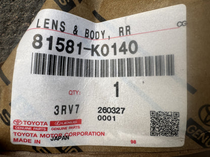 GENUINE TOYOTA YARIS XP210 2020-ON REAR REVERSE LAMP LENS BODY 81581-K0140 NEW