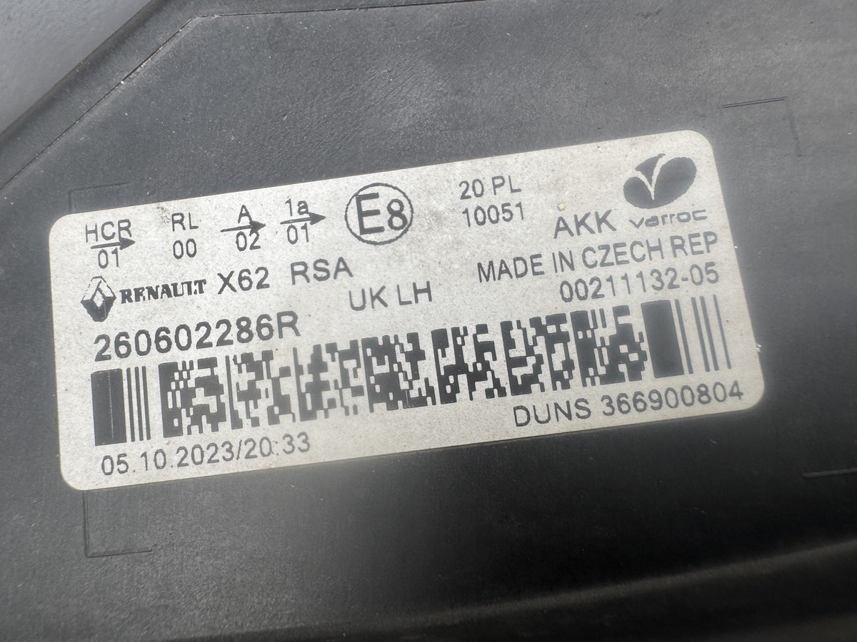 RENAULT MASTER MK4 X62 2019-2025 LEFT HEADLIGHT LED DRL 260602286R SPARES