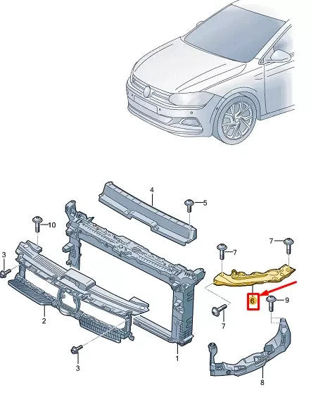 New VW POLO AW MK6 Front Right Upper Bumper Brace 2G0805932D