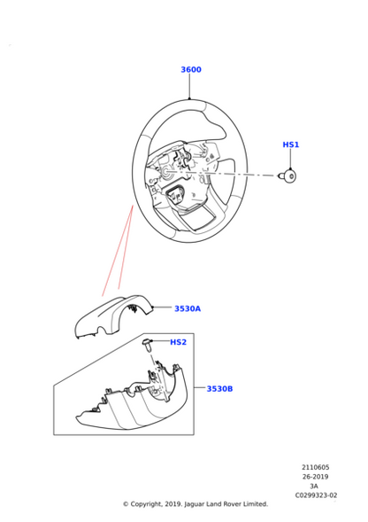 LR115724 steering wheel for Discovery Sport 2015  on Range Rover Evoque 2019 on
