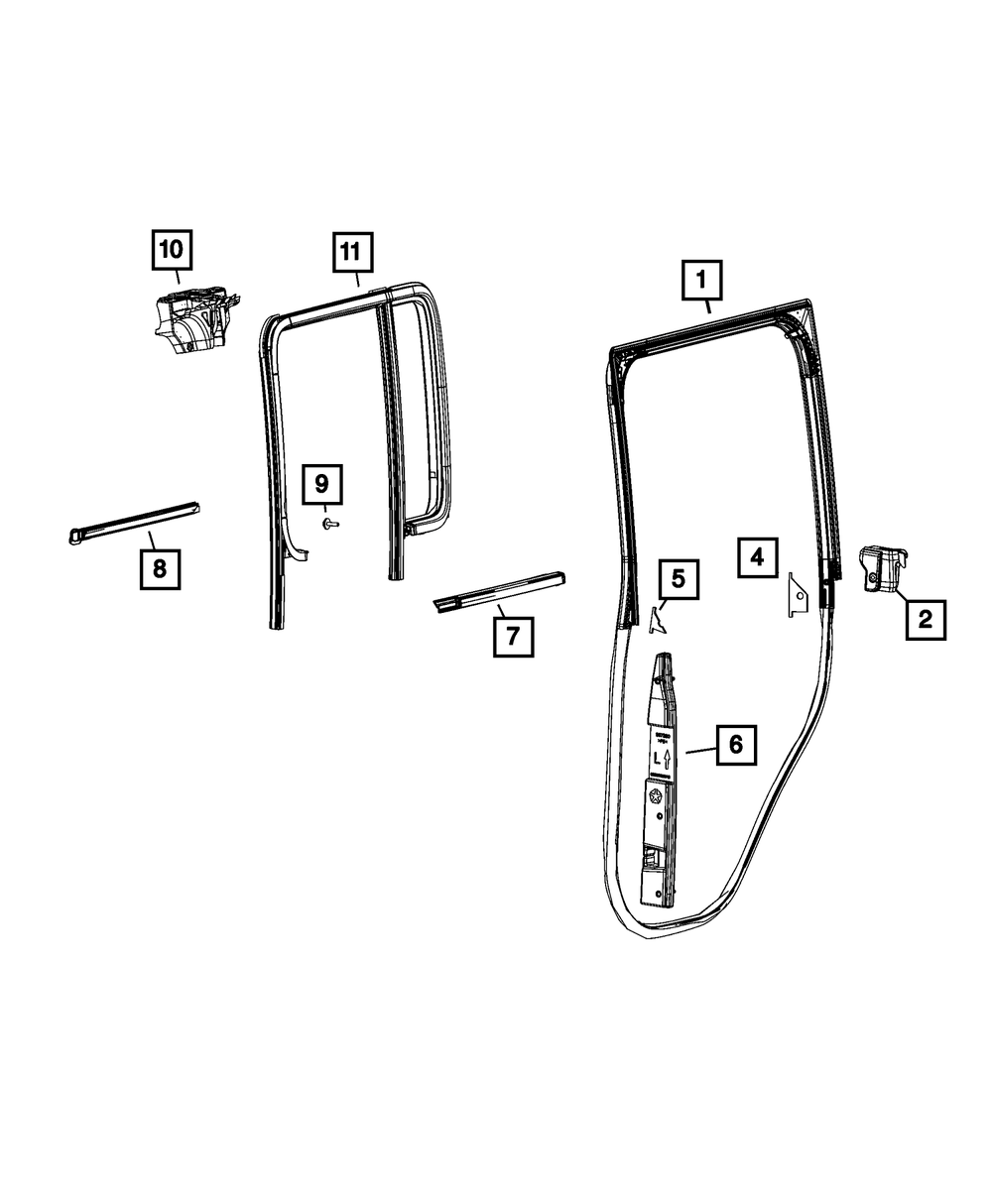 JEEP Karet Pelipit Pintu Samping Pilar-B, Kanan - Mopar (68271722AF)