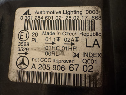 MERCEDES C-CLASS W205 LEFT HEADLIGHT A2059066702 SPARES REPAIR GOOD LENS 2014-21