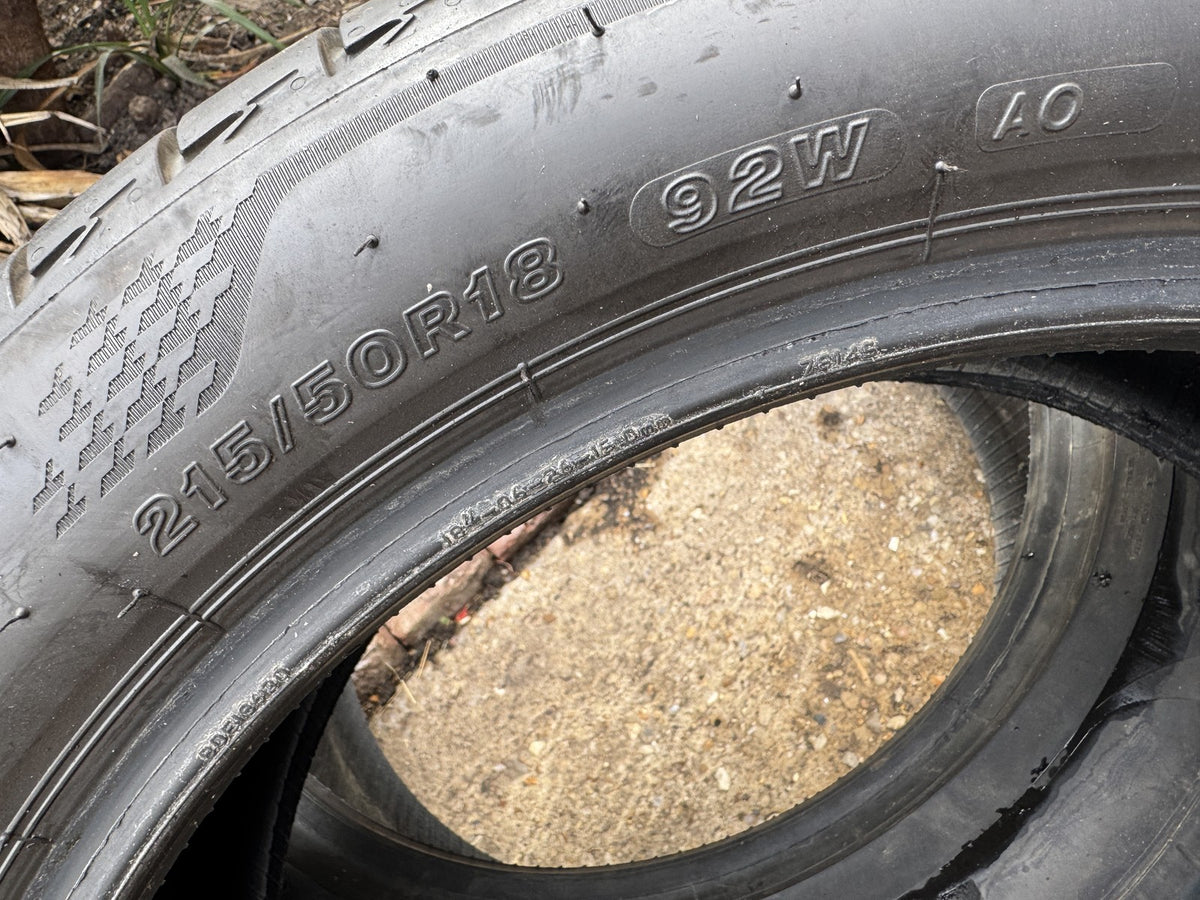 215 50 18 92W BRIDGESTONE TURANZA T005 AO 6MM DOT1125 PART WORN NO REPAIRS