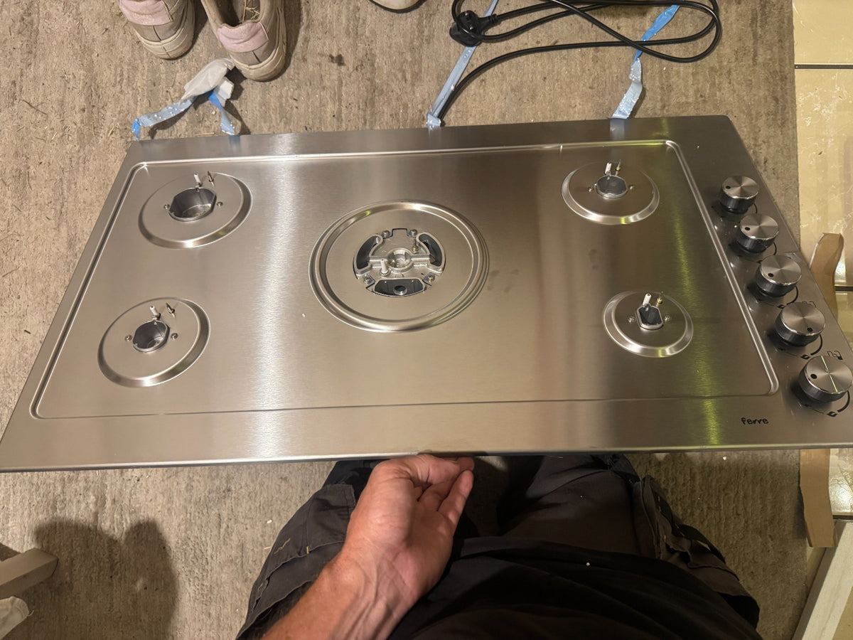Ferre 5-Burner Gas Cooktop Stainless Steel Hob Cast Iron Stands Brand New No Box