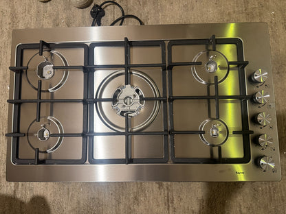 Ferre 5-Burner Gas Cooktop Stainless Steel Hob Cast Iron Stands Brand New No Box