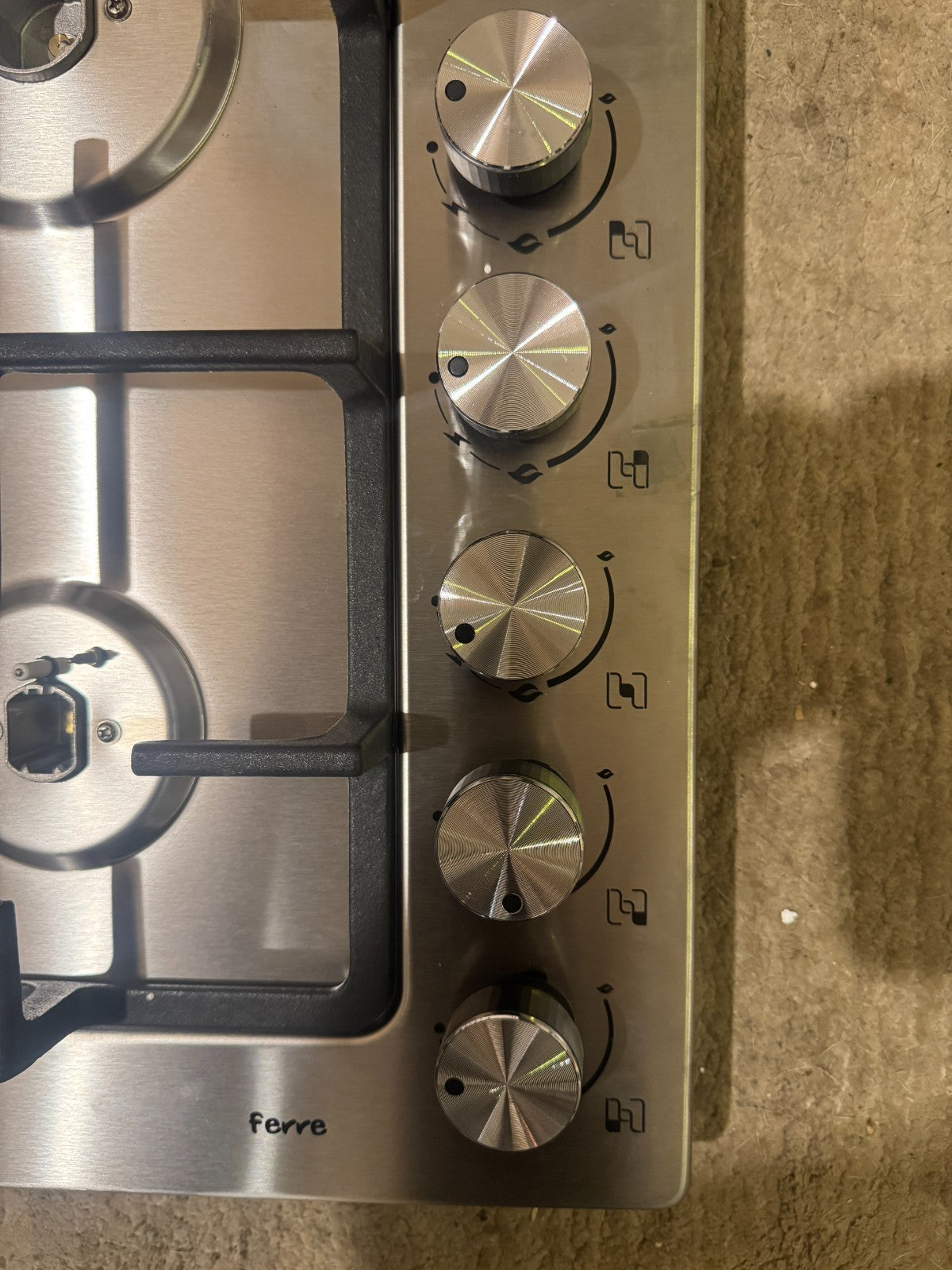 Ferre 5-Burner Gas Cooktop Stainless Steel Hob Cast Iron Stands Brand New No Box