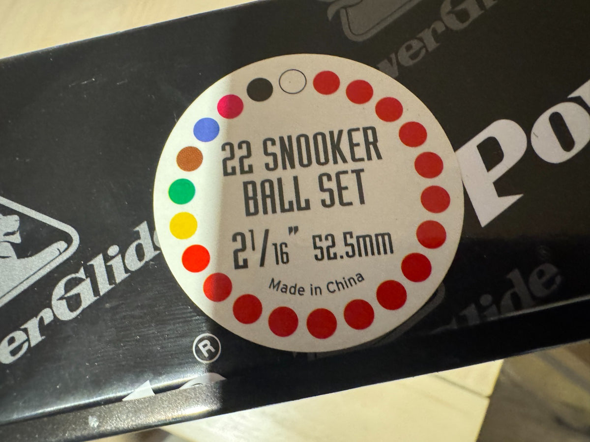 PowerGlide Snooker Ball Set 22 Balls Official Tournament Size 2 1/16 Inch 52.5mm