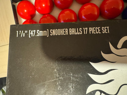 PowerGlide 1 7/8" (47.5mm) Snooker Balls – Complete 17 Piece Set