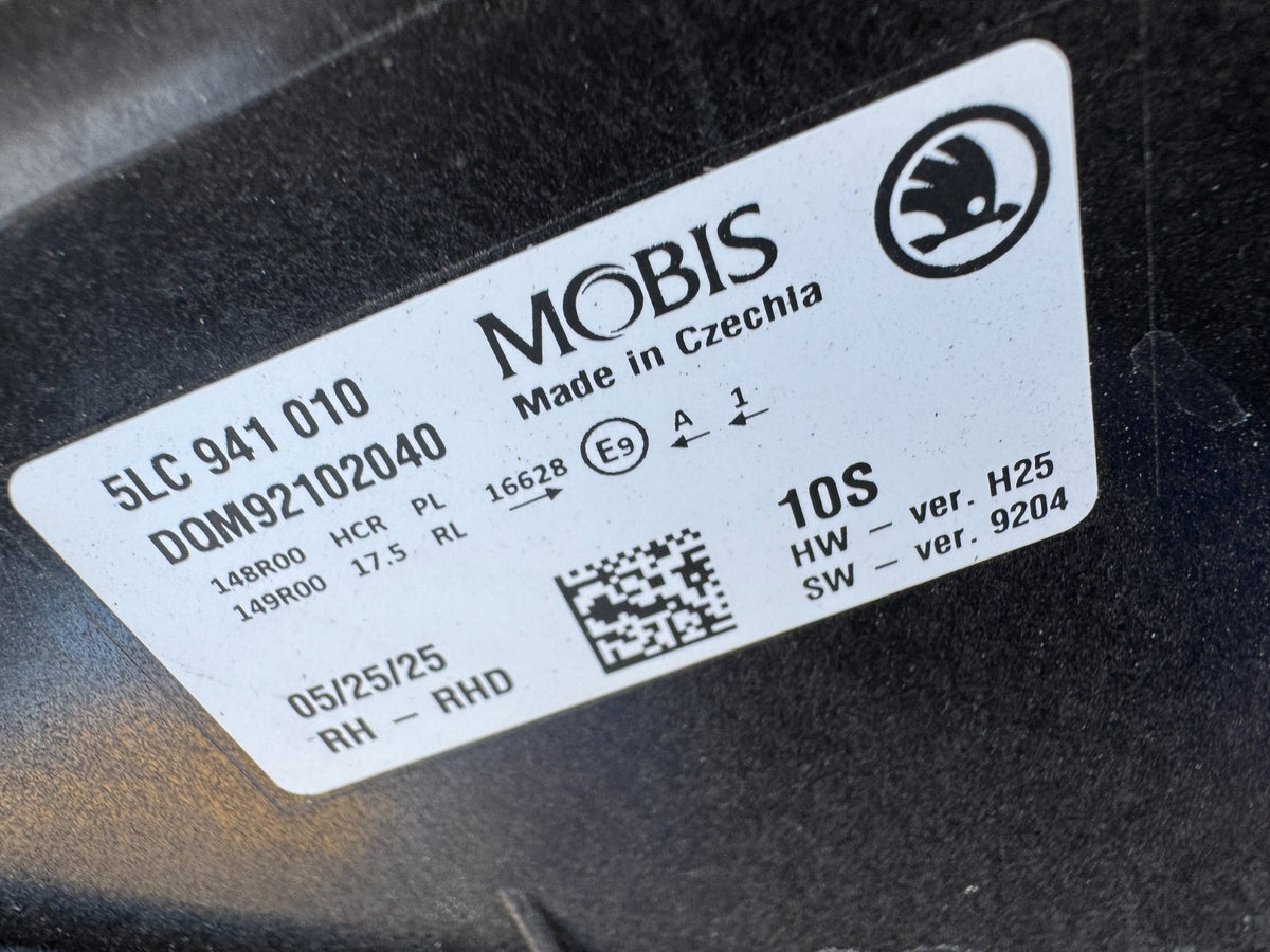 SKODA ELROQ ENYAQ FACELIFT 2025-ON RIGHT LED HEADLIGHT 5LC941010 DAMAGED