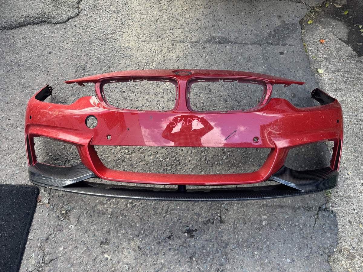 BMW Serie 4 F32 M Sport Paraurti Anteriore PDC Splitter Carbonio Rosso Graffiato 8054502