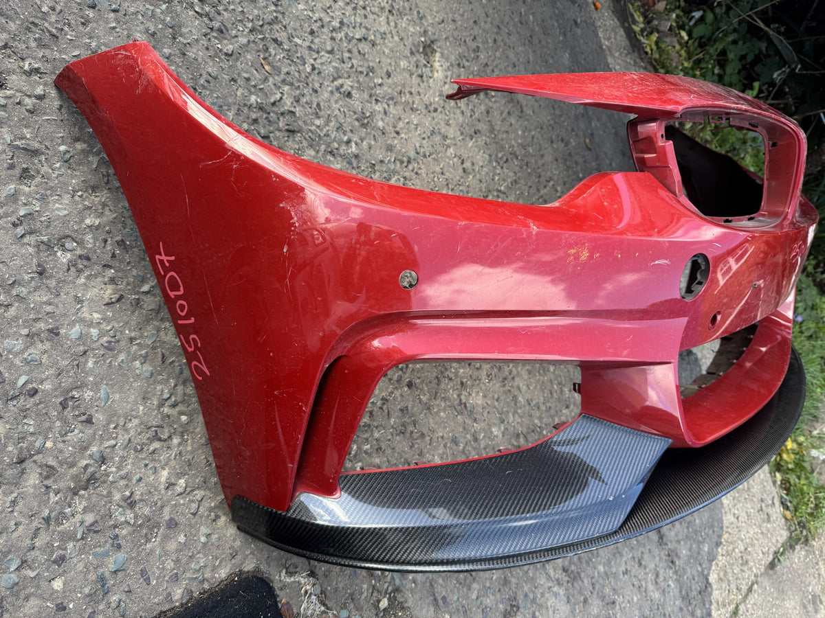 BMW Serie 4 F32 M Sport Paraurti Anteriore PDC Splitter Carbonio Rosso Graffiato 8054502