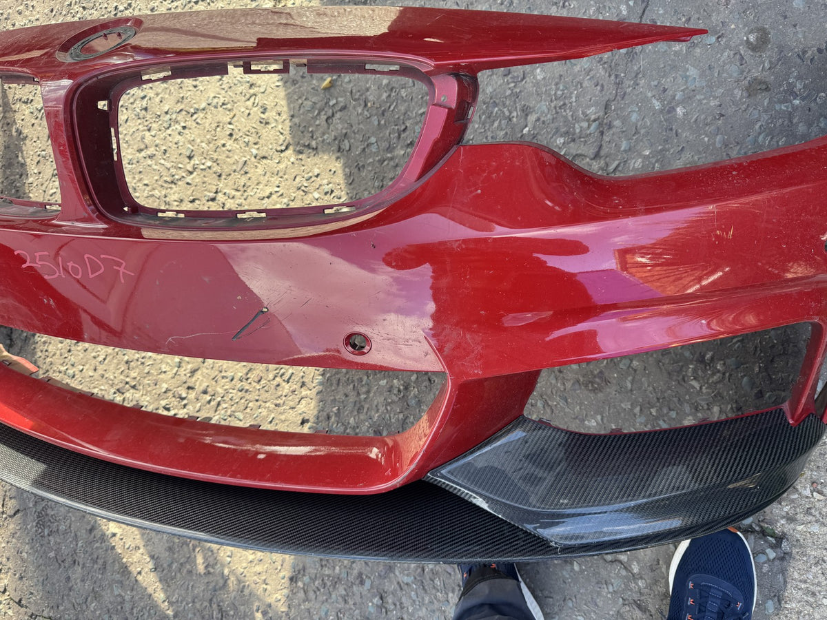 BMW Serie 4 F32 M Sport Paraurti Anteriore PDC Splitter Carbonio Rosso Graffiato 8054502